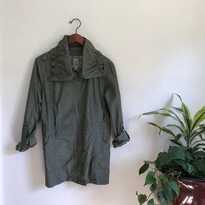 Decree Army Green Cargo Zip Up Lightweight Jacket